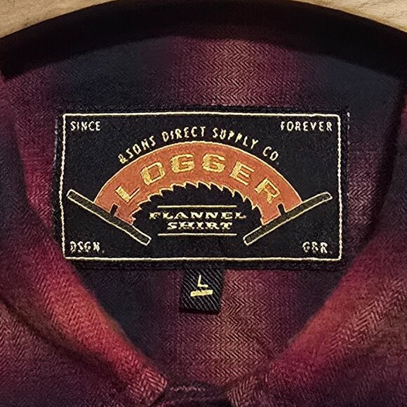 &Sons Trading Co. LOGGER Flannel Shirt - Red Blue Plaid - Sz L* - Picture 3 of 7